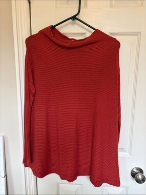 We The Free Ribbed Cowl-Neck Sweater in Rust